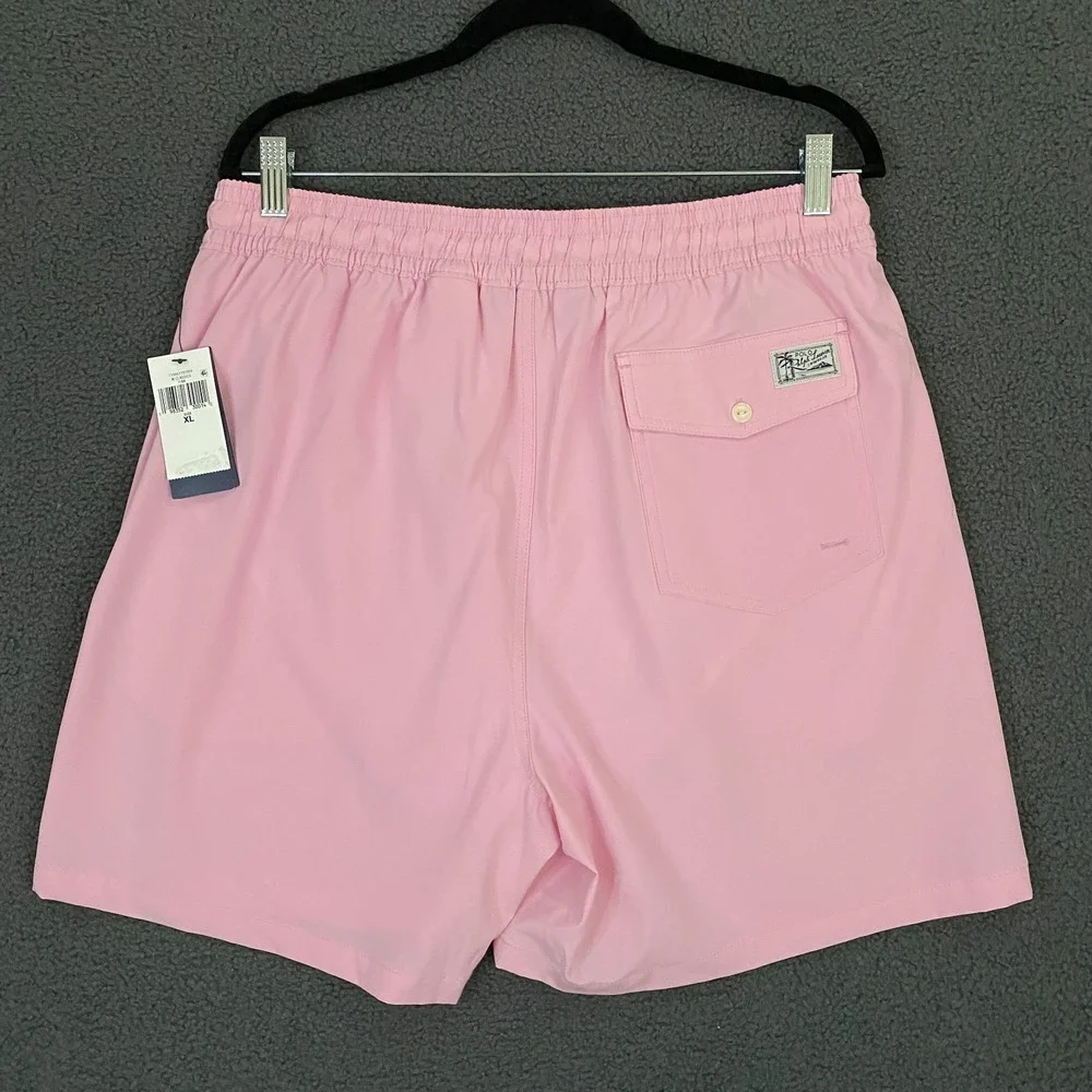 Polo Ralph Lauren 5.75 Inch Traveler Classic Swim Trunk Men XL Pink Pony Stretch
